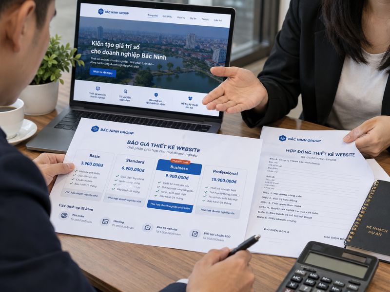 Tư vấn bảng giá và hợp đồng thiết kế website Bắc Ninh Group