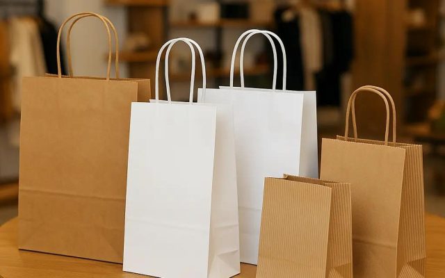 In túi giấy theo yêu cầu với các mẫu túi giấy Kraft, Ivory và thiết kế thương hiệu