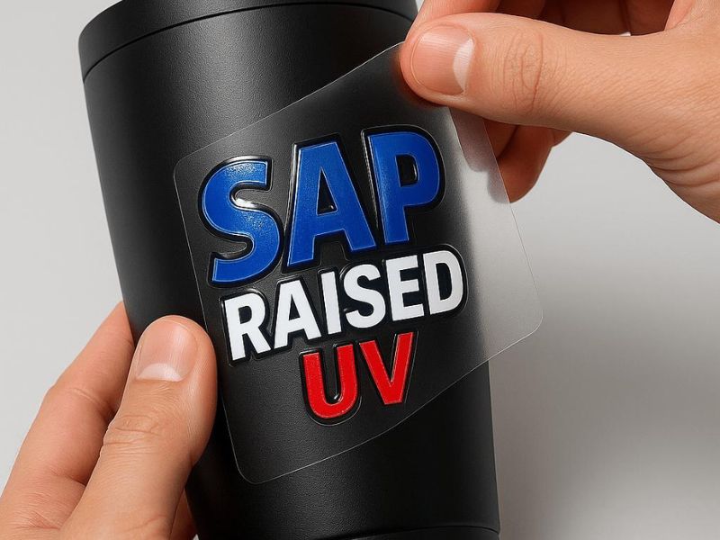 Tem UV DTF là gì? Công nghệ in logo nổi được nhiều cửa hàng quan tâm 4 Thao tác chuyển dán logo UV DTF lên bề mặt ly thủy tinh.