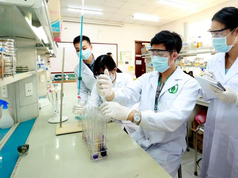 Các nhà nghiên cứu làm việc trong phòng thí nghiệm tại đại học